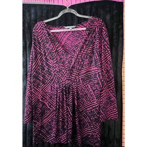 Daisy Fuentes Women’s XL Pink & Black Abstract Print Long Sleeve Tunic Top